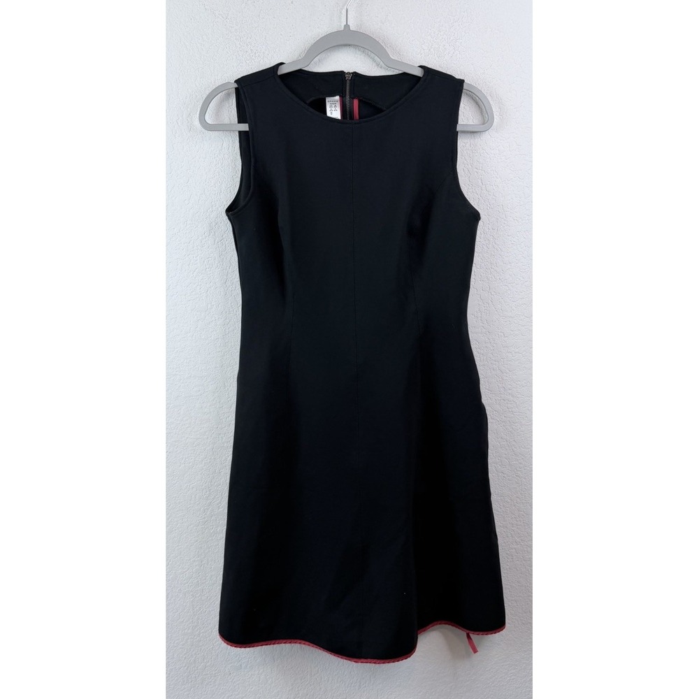 SPANX  Perfect Fit & Flare Dress M Black Red Trim Sleeveless Stretch Minimalist